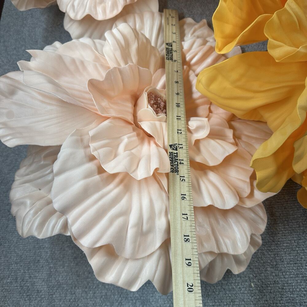 4 Giant 20” Artificial Foam Flowers Peach Orange Wedding Backdrop Decor - Picture 3 of 5